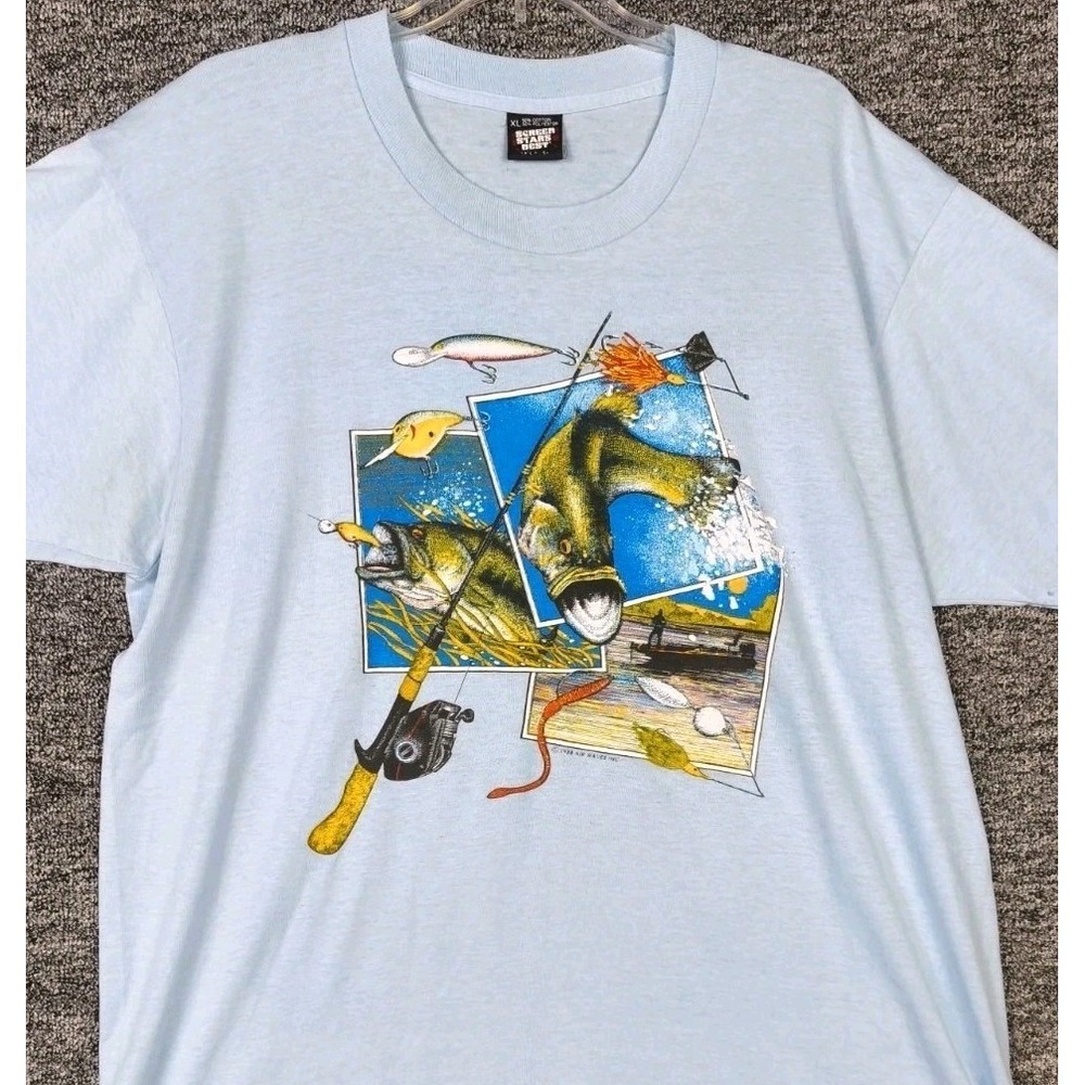 Vintage 1988 Fishing T Shirt XL Screen Stars Best Single Stitch Bass Graphic